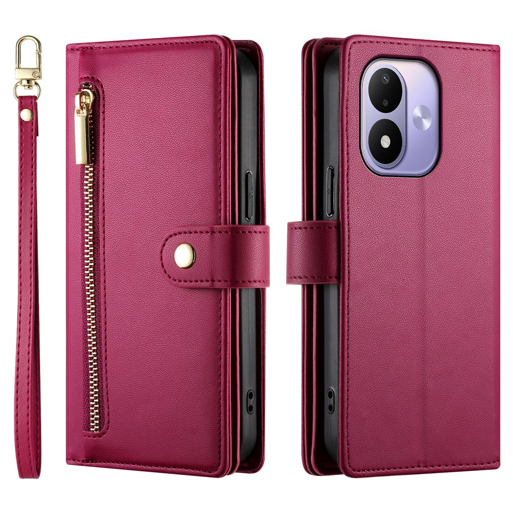 For Xiaomi Redmi Note 17 4G (Global) / Note 17 5G (Global) / Note 17 (India / China) 5G Leather Case Zipper Pocket Wallet Phone Cover with Straps