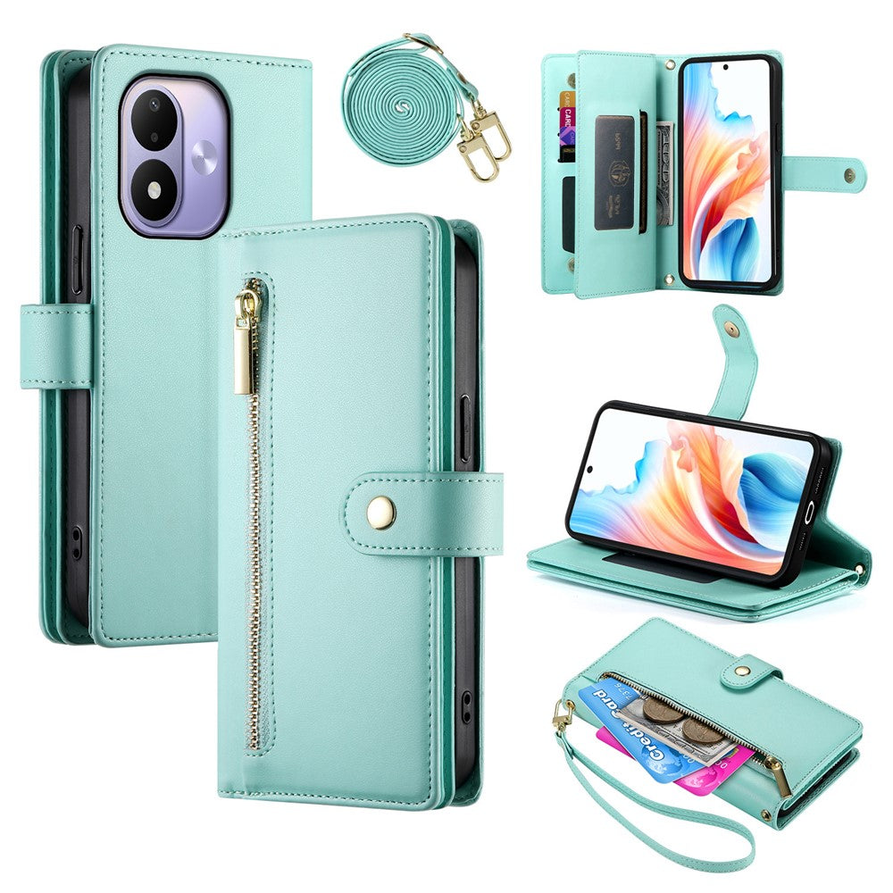 For Xiaomi Redmi Note 17 4G (Global) / Note 17 5G (Global) / Note 17 (India / China) 5G Leather Case Zipper Pocket Wallet Phone Cover with Straps