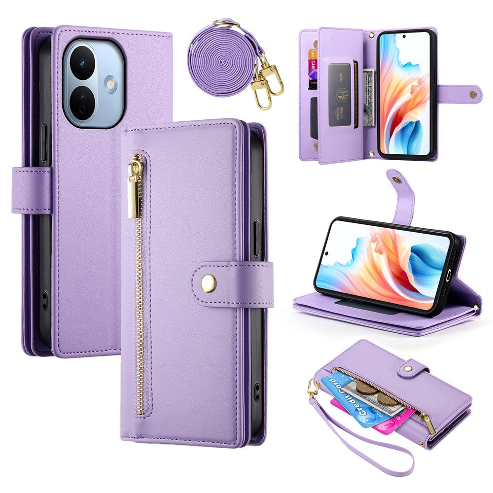 For Xiaomi Redmi Note 17 Pro 5G Leather Case Zipper Pocket Wallet Phone Cover with Straps