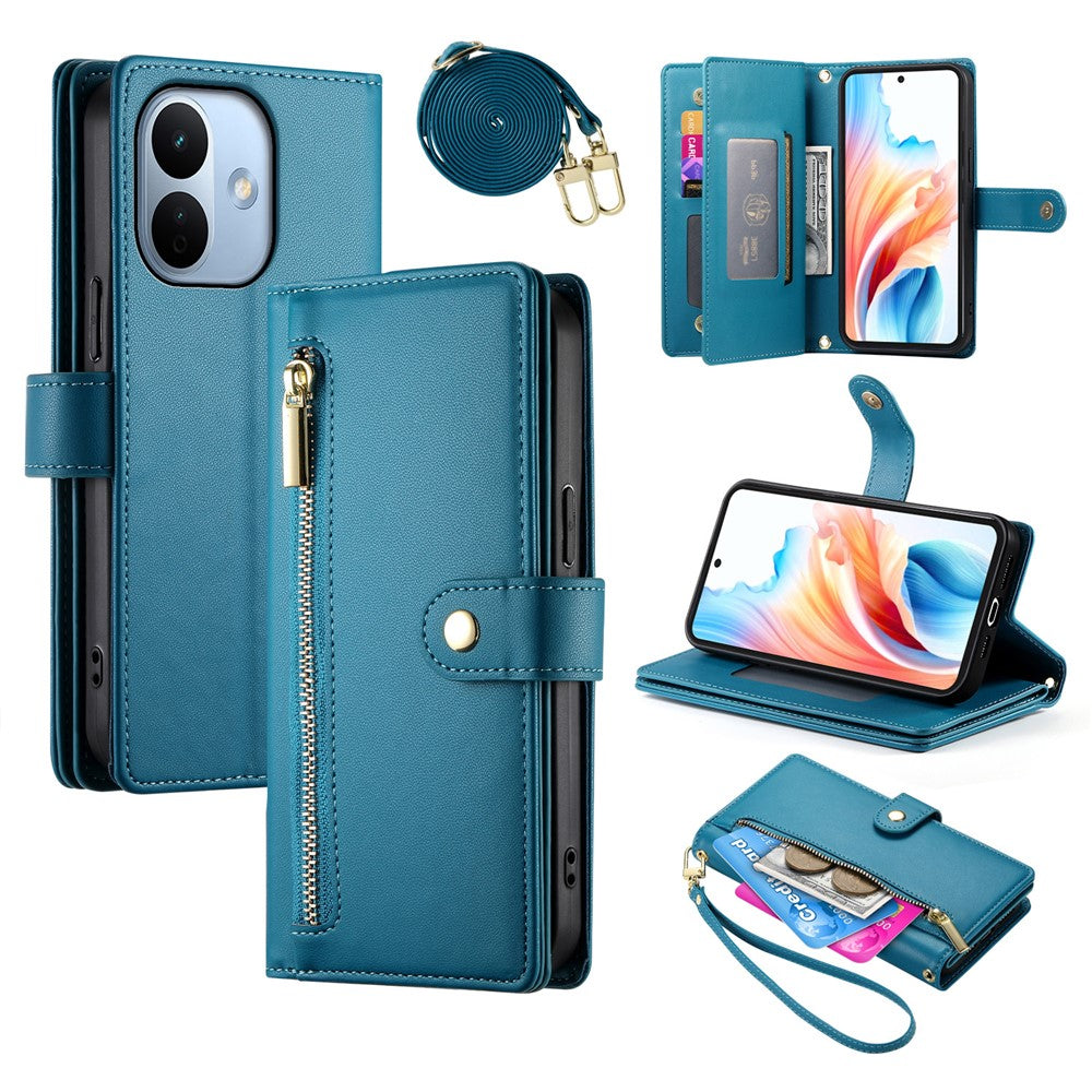 For Xiaomi Redmi Note 17 Pro 5G Leather Case Zipper Pocket Wallet Phone Cover with Straps