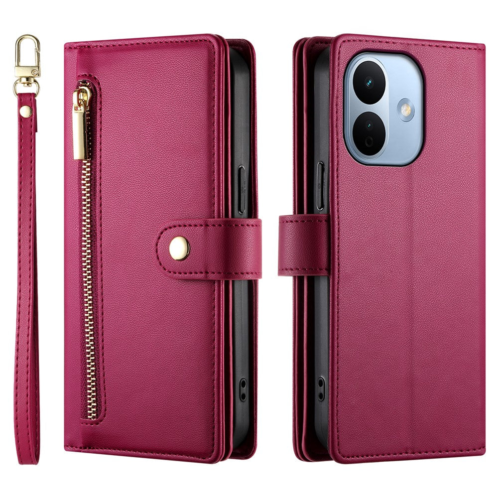 For Xiaomi Redmi Note 17 Pro Max 5G Leather Case Zipper Pocket Wallet Phone Cover with Straps
