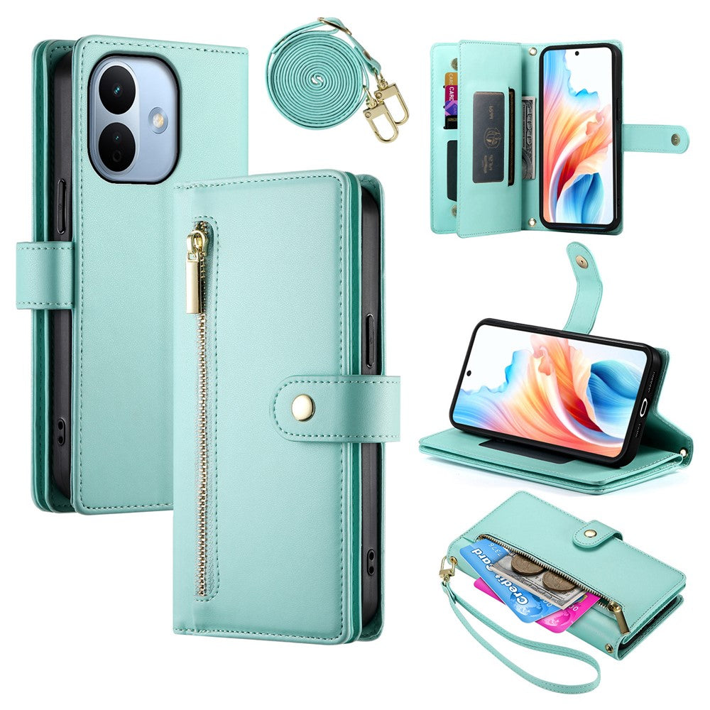 For Xiaomi Redmi Note 17 Pro Max 5G Leather Case Zipper Pocket Wallet Phone Cover with Straps