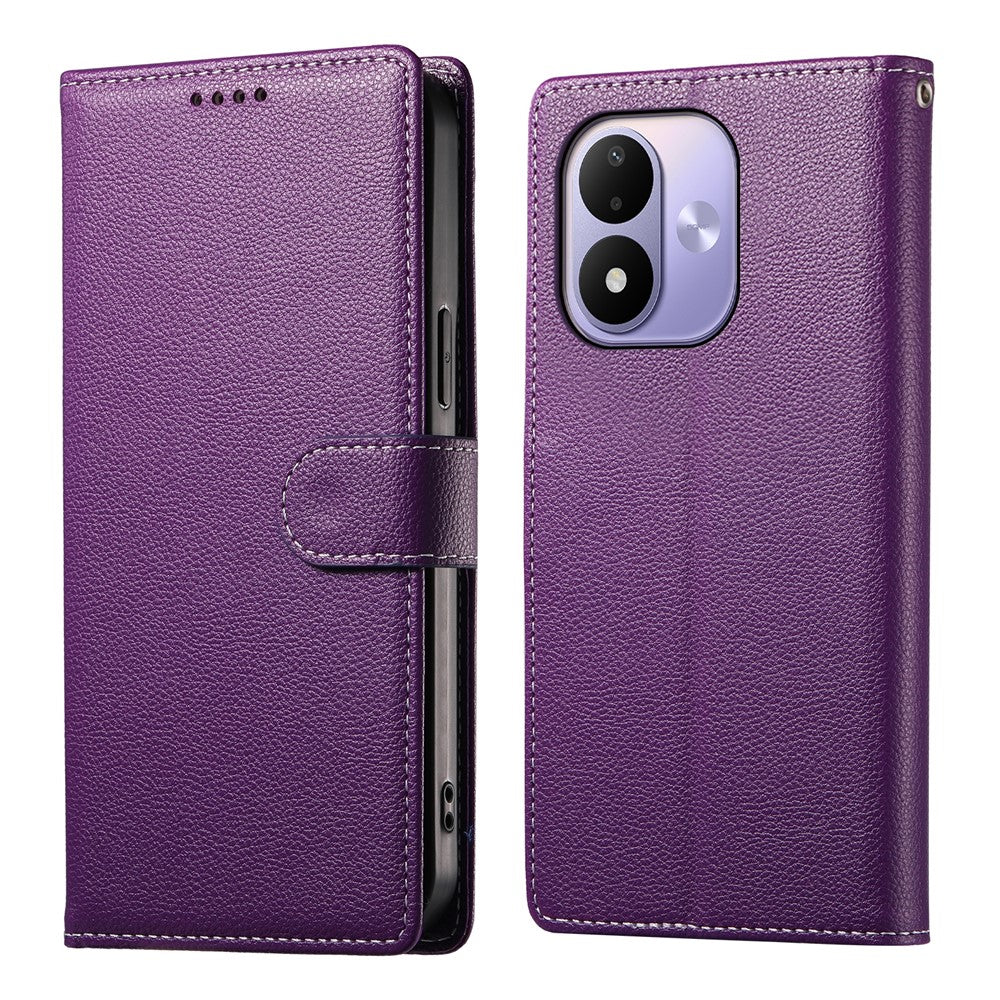 For Xiaomi Redmi Note 17 4G (Global) / Note 17 5G (Global) / Note 17 (India / China) 5G Case Magnetic Snap Litchi Texture Leather Wallet Phone Cover with Wrist Strap