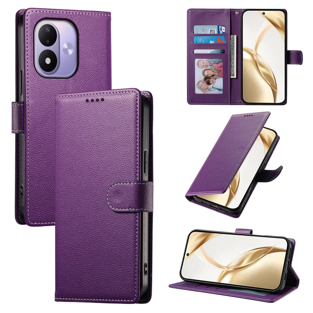 For Xiaomi Redmi Note 17 4G (Global) / Note 17 5G (Global) / Note 17 (India / China) 5G Case Magnetic Snap Litchi Texture Leather Wallet Phone Cover with Wrist Strap