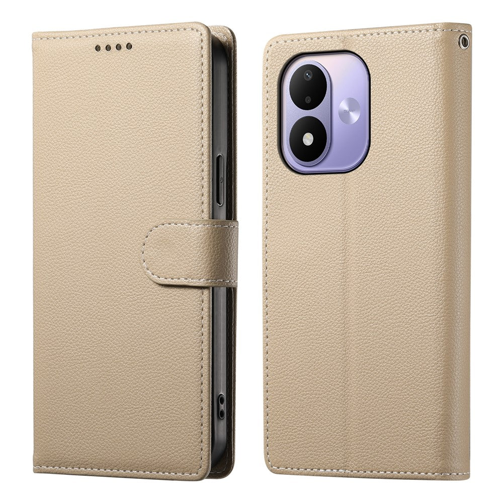 For Xiaomi Redmi Note 17 4G (Global) / Note 17 5G (Global) / Note 17 (India / China) 5G Case Magnetic Snap Litchi Texture Leather Wallet Phone Cover with Wrist Strap