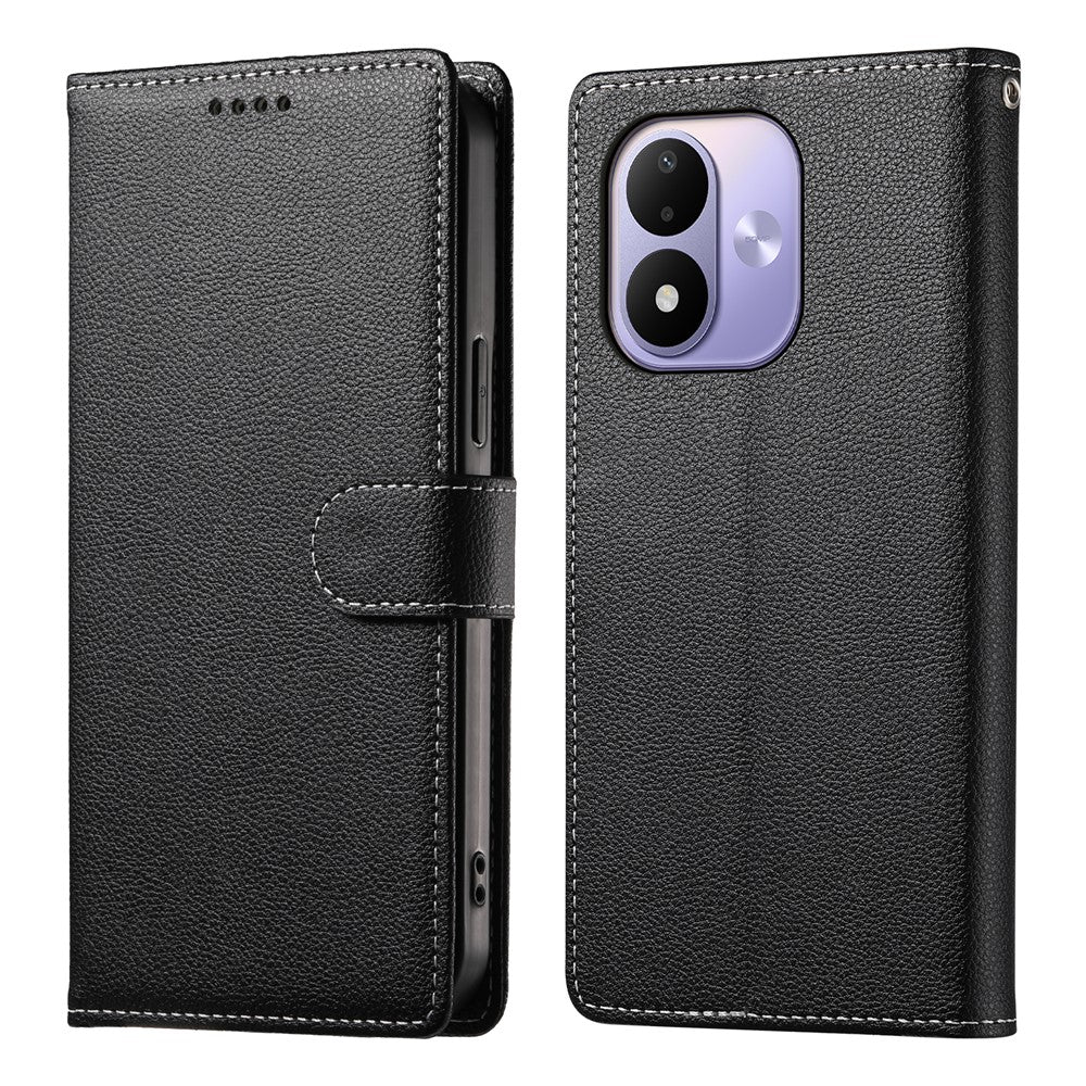 For Xiaomi Redmi Note 17 4G (Global) / Note 17 5G (Global) / Note 17 (India / China) 5G Case Magnetic Snap Litchi Texture Leather Wallet Phone Cover with Wrist Strap