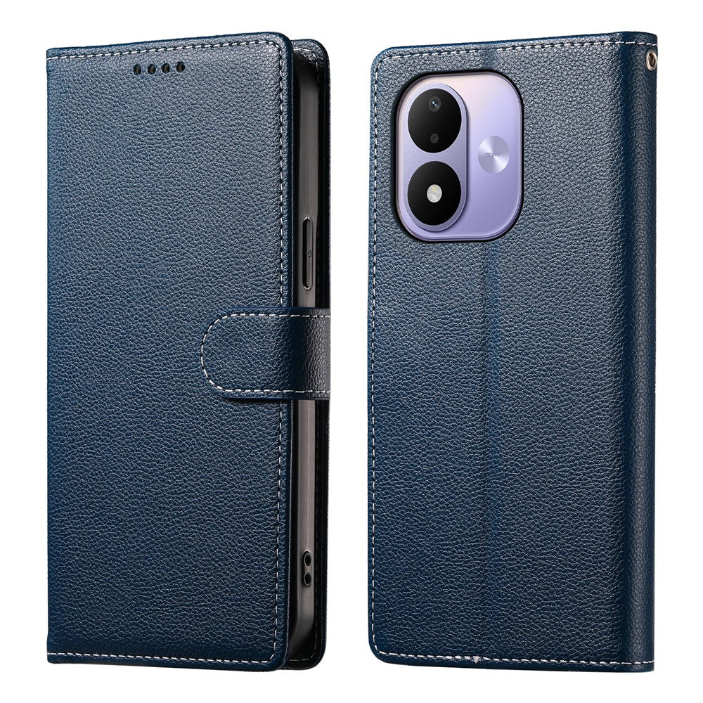 For Xiaomi Redmi Note 17 4G (Global) / Note 17 5G (Global) / Note 17 (India / China) 5G Case Magnetic Snap Litchi Texture Leather Wallet Phone Cover with Wrist Strap