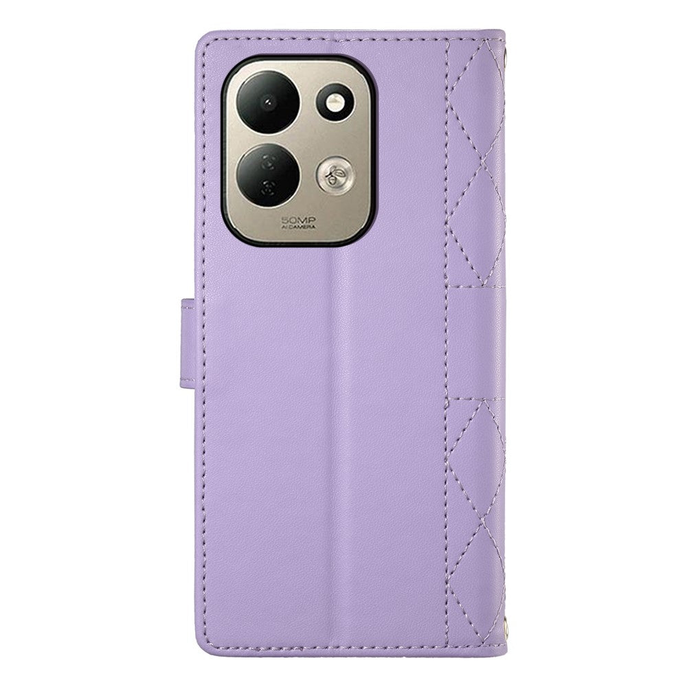 For Xiaomi Redmi 17 4G  /  Redmi 17 5G Wallet Case Rhombus Stitching Stand Leather Phone Cover with Long  /  Short Strap