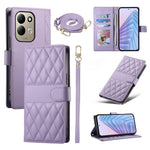 For Xiaomi Redmi 17 4G  /  Redmi 17 5G Wallet Case Rhombus Stitching Stand Leather Phone Cover with Long  /  Short Strap