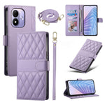 For Xiaomi Redmi Note 17 4G (Global) / Note 17 5G (Global) / Note 17 (India / China) 5G Wallet Case Rhombus Stitching Stand Leather Phone Cover with Long  /  Short Strap