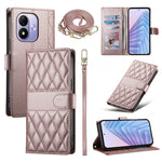 For Xiaomi Redmi Note 17 4G (Global) / Note 17 5G (Global) / Note 17 (India / China) 5G Wallet Case Rhombus Stitching Stand Leather Phone Cover with Long  /  Short Strap