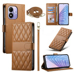 For Xiaomi Redmi Note 17 4G (Global) / Note 17 5G (Global) / Note 17 (India / China) 5G Wallet Case Rhombus Stitching Stand Leather Phone Cover with Long  /  Short Strap