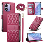 For Xiaomi Redmi Note 17 4G (Global) / Note 17 5G (Global) / Note 17 (India / China) 5G Wallet Case Rhombus Stitching Stand Leather Phone Cover with Long  /  Short Strap