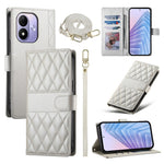For Xiaomi Redmi Note 17 4G (Global) / Note 17 5G (Global) / Note 17 (India / China) 5G Wallet Case Rhombus Stitching Stand Leather Phone Cover with Long  /  Short Strap