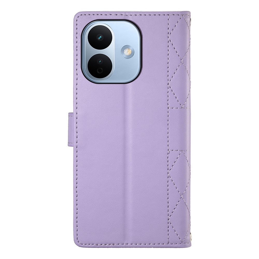 For Xiaomi Redmi Note 17 Pro 5G Wallet Case Rhombus Stitching Stand Leather Phone Cover with Long  /  Short Strap