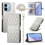 For Xiaomi Redmi Note 17 Pro 5G Wallet Case Rhombus Stitching Stand Leather Phone Cover with Long  /  Short Strap