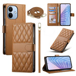 For Xiaomi Redmi Note 17 Pro Max 5G Wallet Case Rhombus Stitching Stand Leather Phone Cover with Long  /  Short Strap