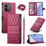 For Xiaomi Redmi Note 17 Pro Max 5G Wallet Case Rhombus Stitching Stand Leather Phone Cover with Long  /  Short Strap