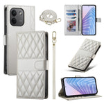 For Xiaomi Redmi Note 17 Pro Max 5G Wallet Case Rhombus Stitching Stand Leather Phone Cover with Long  /  Short Strap