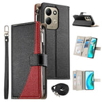 For Xiaomi Redmi 17 4G  /  Redmi 17 5G Leather Case Zipper Wallet Color Splicing Flip Phone Cover with Straps