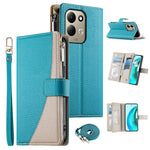 For Xiaomi Redmi 17 4G  /  Redmi 17 5G Leather Case Zipper Wallet Color Splicing Flip Phone Cover with Straps