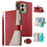 For Xiaomi Redmi 17 4G  /  Redmi 17 5G Leather Case Zipper Wallet Color Splicing Flip Phone Cover with Straps