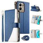 For Xiaomi Redmi 17 4G  /  Redmi 17 5G Leather Case Zipper Wallet Color Splicing Flip Phone Cover with Straps