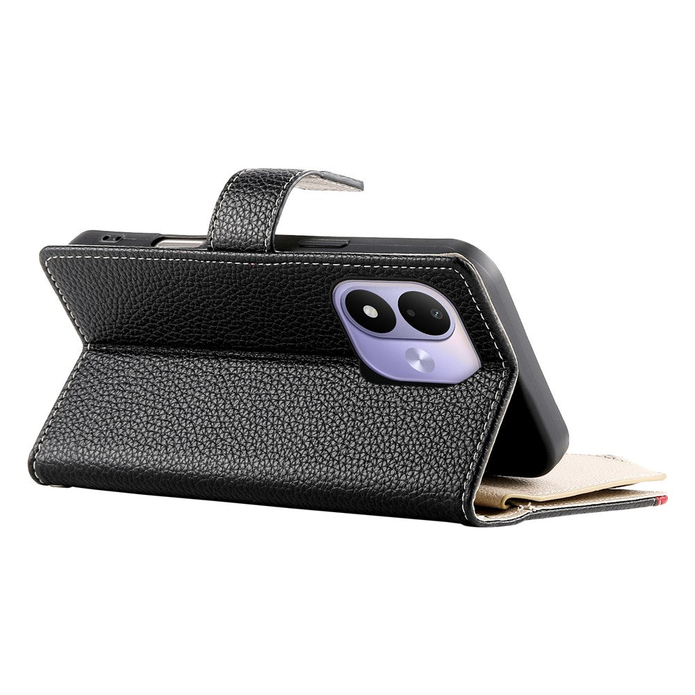 For Xiaomi Redmi Note 17 4G (Global) / Note 17 5G (Global) / Note 17 (India / China) 5G Leather Case Zipper Wallet Color Splicing Flip Phone Cover with Straps