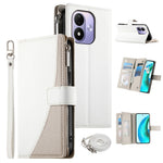For Xiaomi Redmi Note 17 4G (Global) / Note 17 5G (Global) / Note 17 (India / China) 5G Leather Case Zipper Wallet Color Splicing Flip Phone Cover with Straps