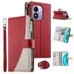 For Xiaomi Redmi Note 17 4G (Global) / Note 17 5G (Global) / Note 17 (India / China) 5G Leather Case Zipper Wallet Color Splicing Flip Phone Cover with Straps