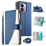 For Xiaomi Redmi Note 17 4G (Global) / Note 17 5G (Global) / Note 17 (India / China) 5G Leather Case Zipper Wallet Color Splicing Flip Phone Cover with Straps