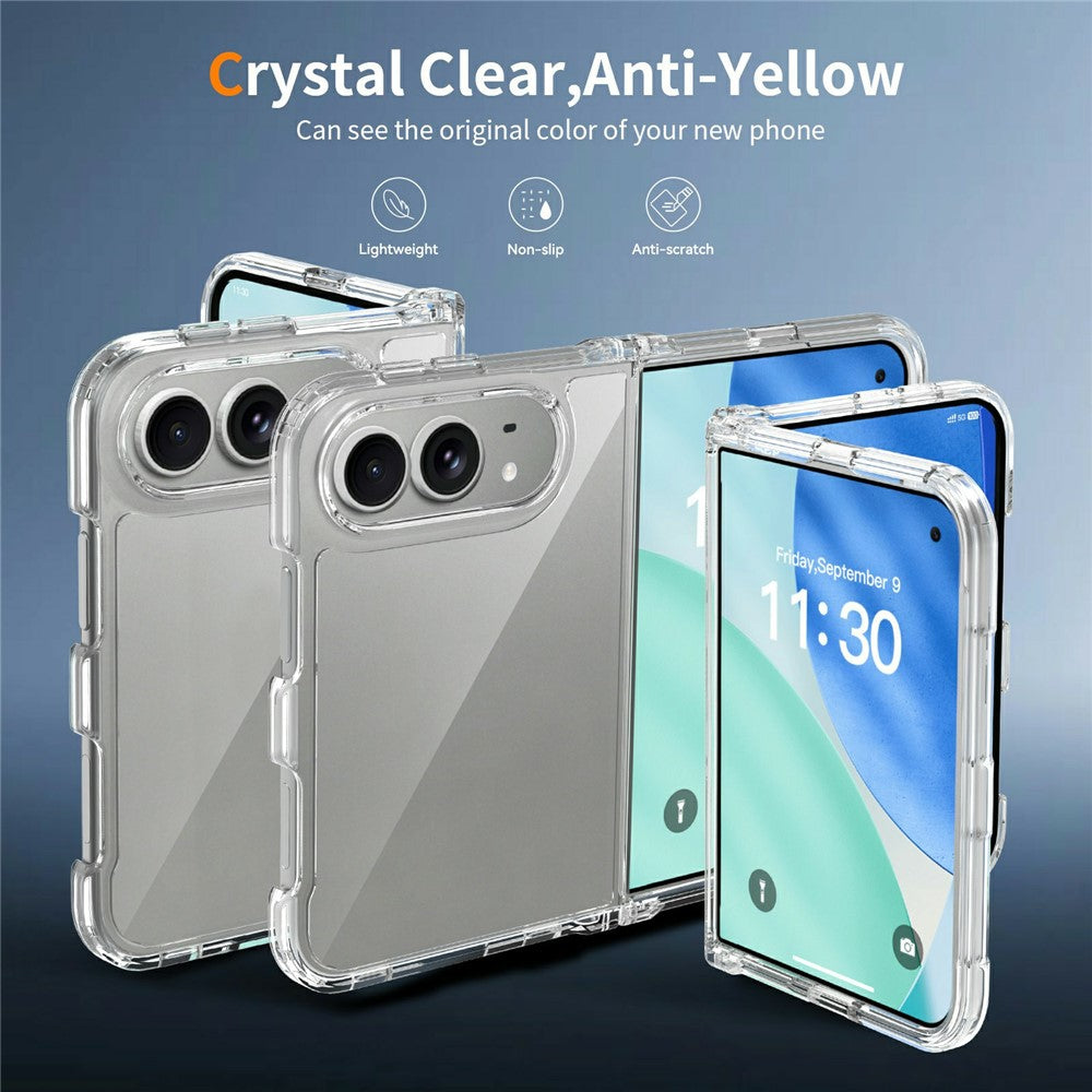 Til iPhone Fold Gennemsigtigt Cover TPU+Akryl Stødsikkert Bagcover