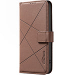 BINFEN COLOR til Samsung Galaxy S26 FE BF35 Etui Geometri-præget Lædertelefoncover RFID-blokerende Pungstativ