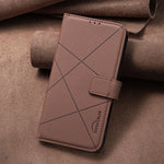 BINFEN COLOR til Samsung Galaxy S26 FE BF35 Etui Geometri-præget Lædertelefoncover RFID-blokerende Pungstativ