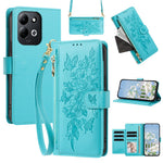 For Xiaomi Redmi 17 4G / 17 5G Case PU Leather Butterfly Floral Zippered Wallet Phone Cover with Wrist Strap / Shoulder Strap