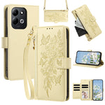For Xiaomi Redmi 17 4G / 17 5G Case PU Leather Butterfly Floral Zippered Wallet Phone Cover with Wrist Strap / Shoulder Strap
