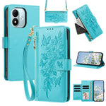 For Xiaomi Redmi Note 17 4G (Global) / Note 17 5G (Global) / Note 17 (India / China) 5G Case PU Leather Butterfly Floral Zippered Wallet Phone Cover with Wrist Strap / Shoulder Strap