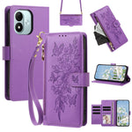 For Xiaomi Redmi Note 17 4G (Global) / Note 17 5G (Global) / Note 17 (India / China) 5G Case PU Leather Butterfly Floral Zippered Wallet Phone Cover with Wrist Strap / Shoulder Strap