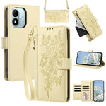 For Xiaomi Redmi Note 17 4G (Global) / Note 17 5G (Global) / Note 17 (India / China) 5G Case PU Leather Butterfly Floral Zippered Wallet Phone Cover with Wrist Strap / Shoulder Strap