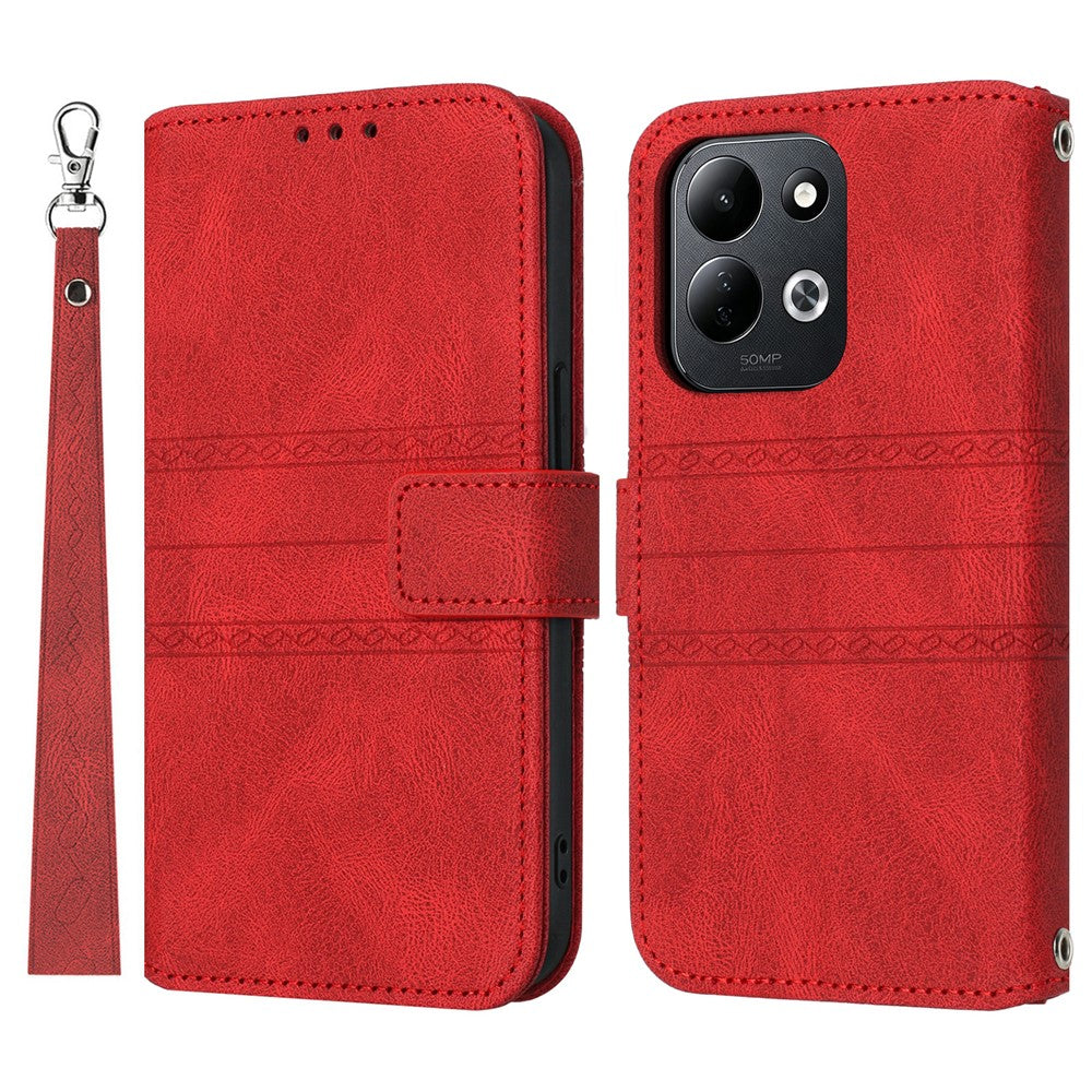 For Xiaomi Redmi 17 4G  /  Redmi 17 5G Case Wallet Skin-Touch Leather Imprinted Phone Cover with Wrist Strap