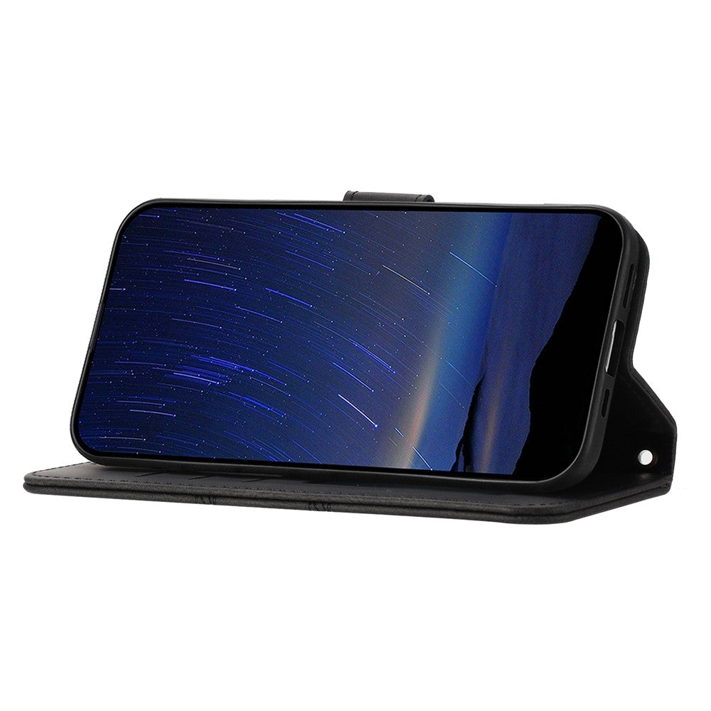 For Xiaomi Redmi Note 17 Pro+ 5G Case Wallet Skin-Touch Leather Imprinted Phone Cover with Wrist Strap