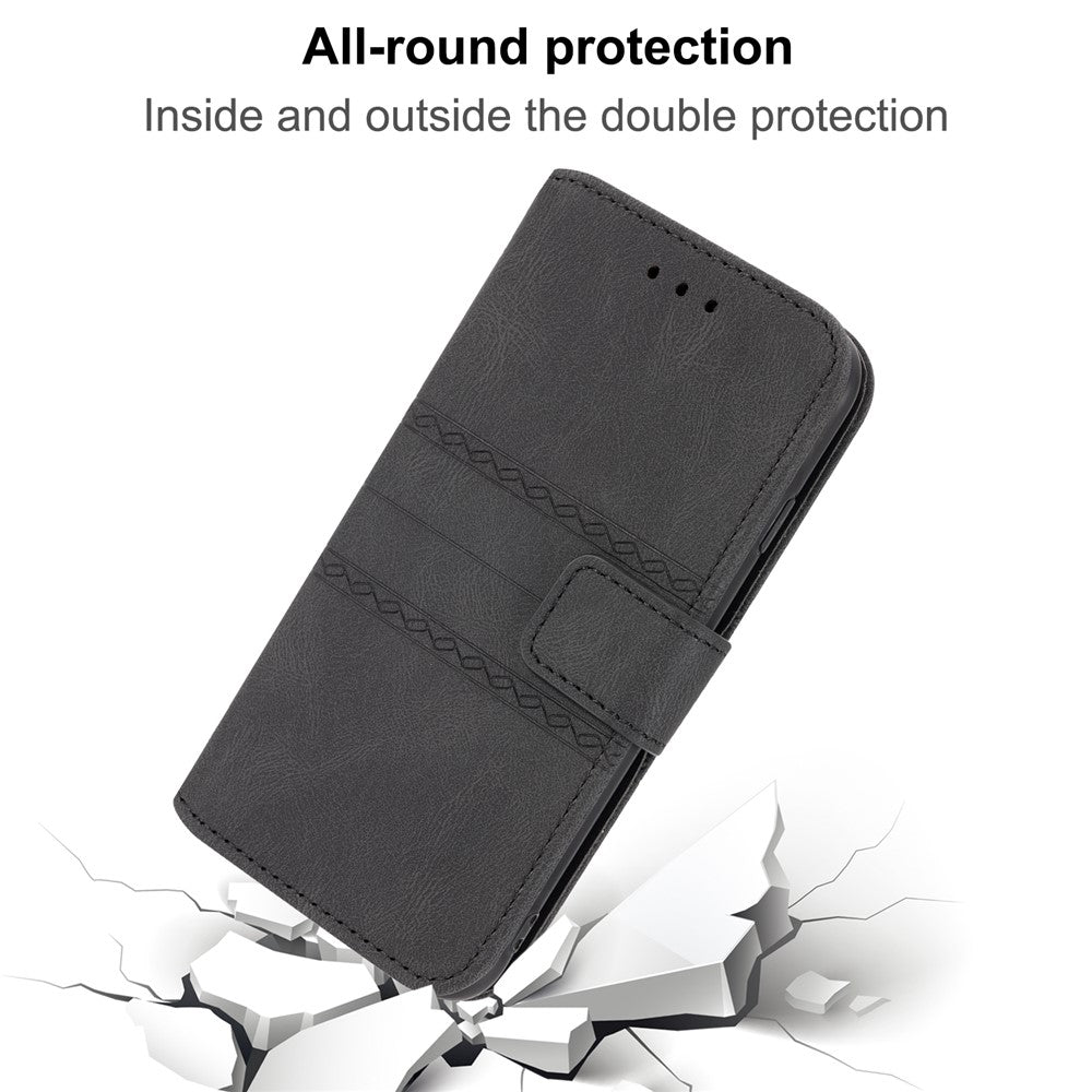 For Xiaomi Redmi Note 17 Pro+ 5G Case Wallet Skin-Touch Leather Imprinted Phone Cover with Wrist Strap