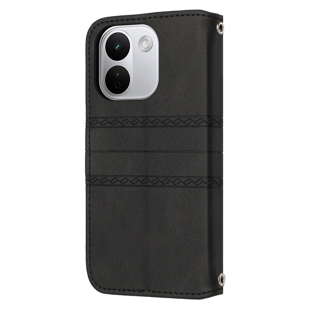 For Xiaomi Redmi Note 17 Pro+ 5G Case Wallet Skin-Touch Leather Imprinted Phone Cover with Wrist Strap