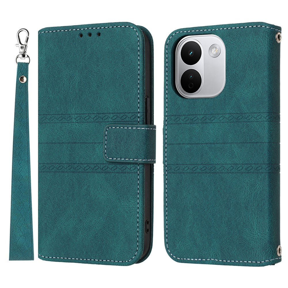 For Xiaomi Redmi Note 17 Pro+ 5G Case Wallet Skin-Touch Leather Imprinted Phone Cover with Wrist Strap