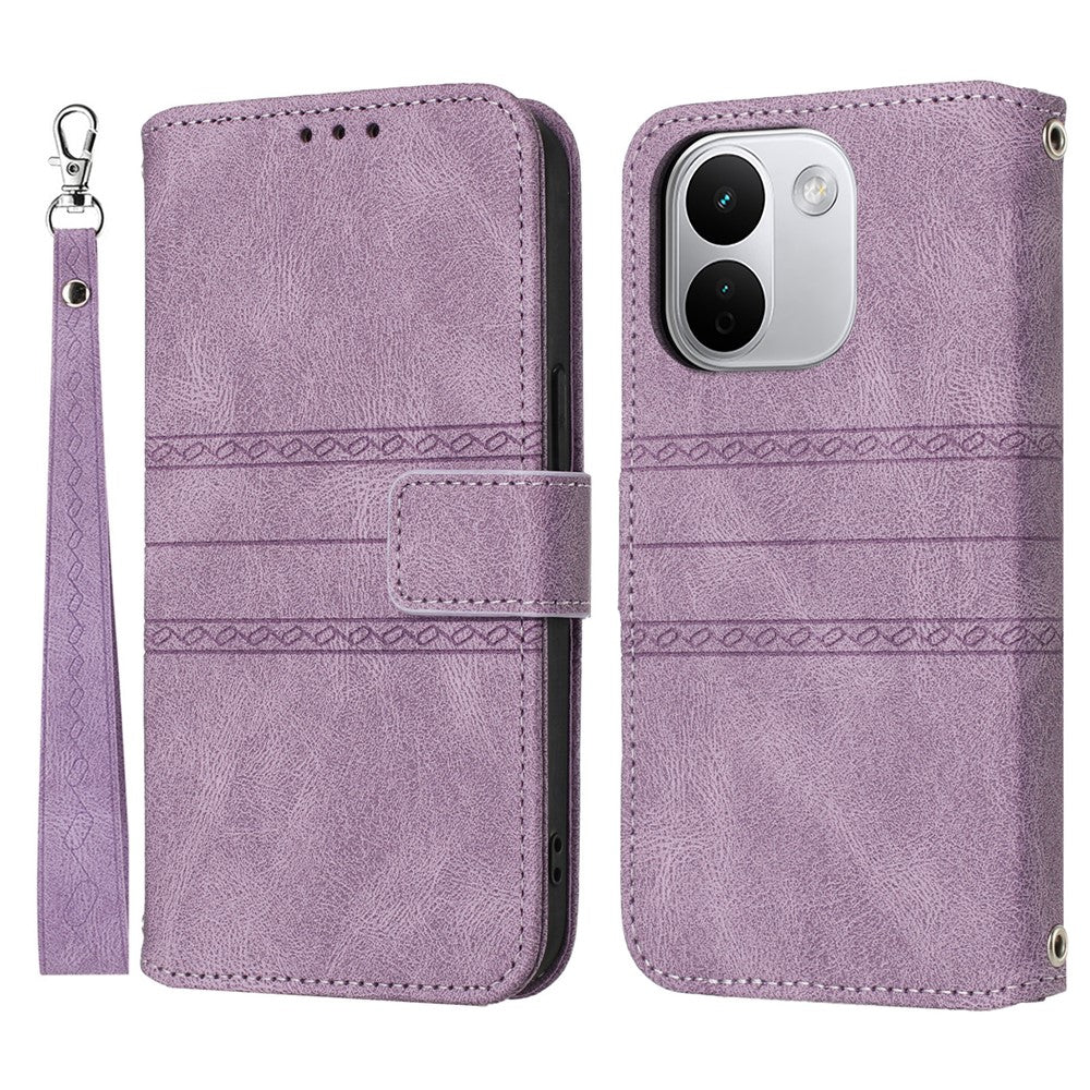 For Xiaomi Redmi Note 17 Pro+ 5G Case Wallet Skin-Touch Leather Imprinted Phone Cover with Wrist Strap