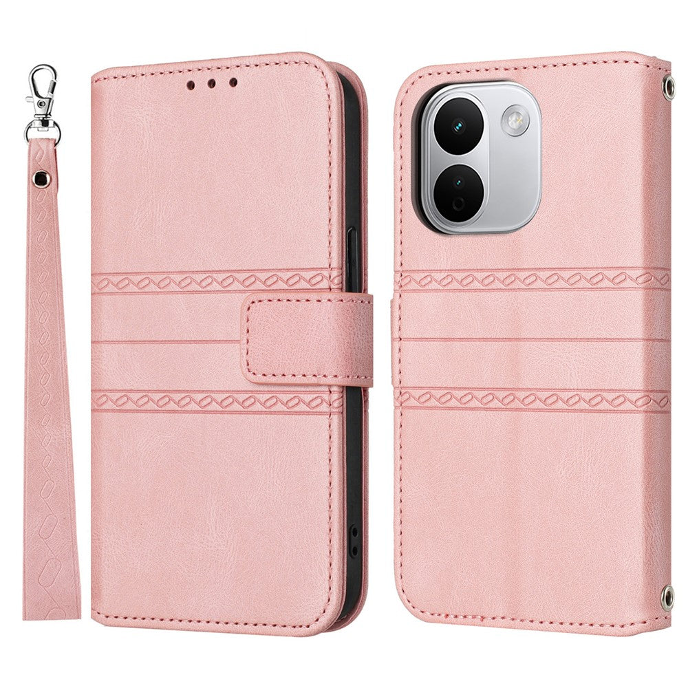 For Xiaomi Redmi Note 17 Pro+ 5G Case Wallet Skin-Touch Leather Imprinted Phone Cover with Wrist Strap