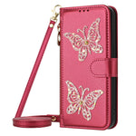 For Xiaomi Redmi Note 17 4G (Global) / Note 17 5G (Global) / Note 17 (India / China) 5G Case Glitter Butterfly Zipper Pocket Stand Leather Phone Cover with Hand Strap / Shoulder Strap