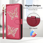 For Xiaomi Redmi Note 17 4G (Global) / Note 17 5G (Global) / Note 17 (India / China) 5G Case Glitter Butterfly Zipper Pocket Stand Leather Phone Cover with Hand Strap / Shoulder Strap