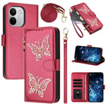 For Xiaomi Redmi Note 17 Pro+ 5G Case Glitter Butterfly Zipper Pocket Stand Leather Phone Cover with Hand Strap / Shoulder Strap