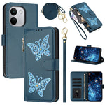 For Xiaomi Redmi Note 17 Pro+ 5G Case Glitter Butterfly Zipper Pocket Stand Leather Phone Cover with Hand Strap / Shoulder Strap
